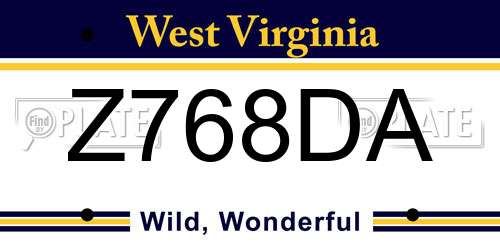 Z768DA West Virginia License Plate