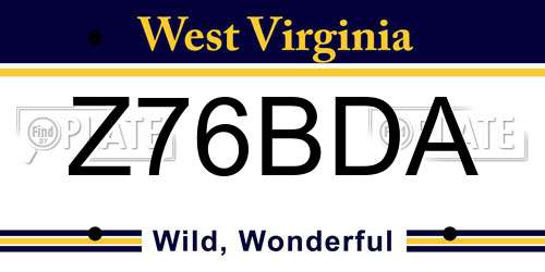 Z76BDA West Virginia License Plate