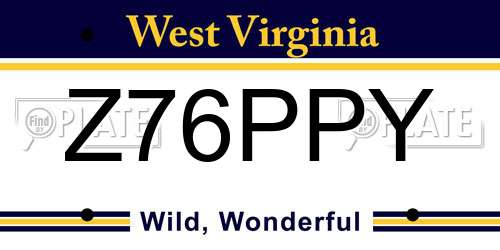 Z76PPY West Virginia License Plate