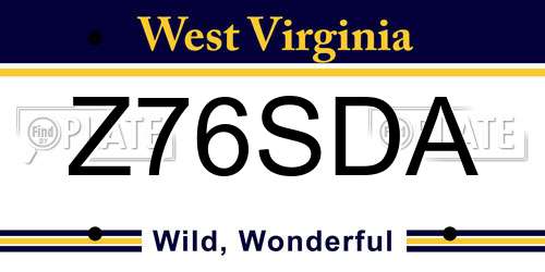 Z76SDA West Virginia License Plate