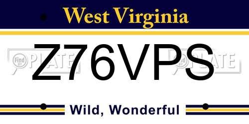 Z76VPS West Virginia License Plate