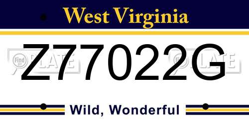 Z77022G West Virginia License Plate
