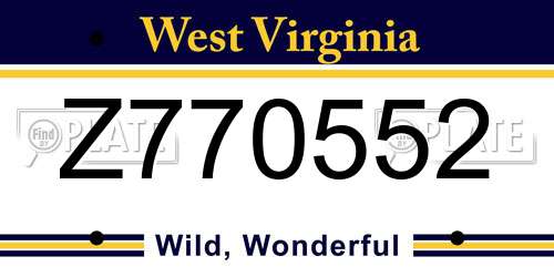 Z770552 West Virginia License Plate