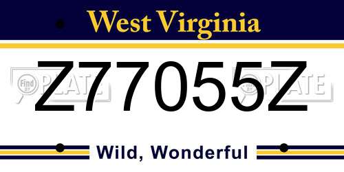 Z77055Z West Virginia License Plate
