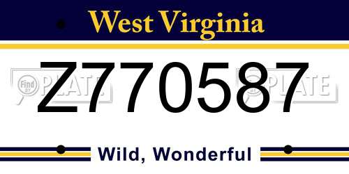 Z770587 West Virginia License Plate