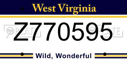 Z770595 West Virginia License Plate