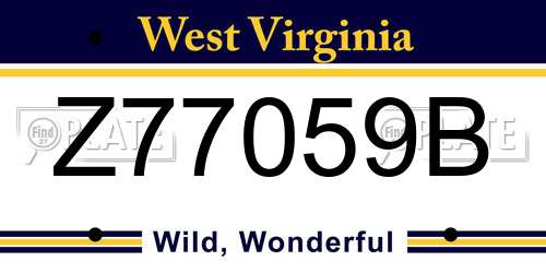 Z77059B West Virginia License Plate