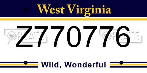 Z770776 West Virginia License Plate