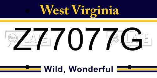 Z77077G West Virginia License Plate