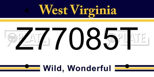 Z77085T West Virginia License Plate