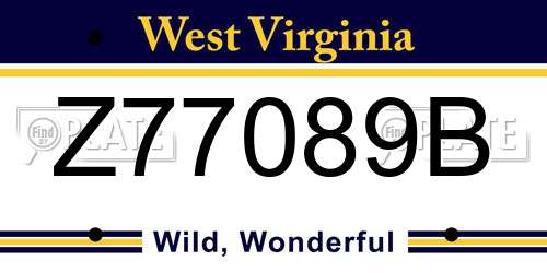 Z77089B West Virginia License Plate