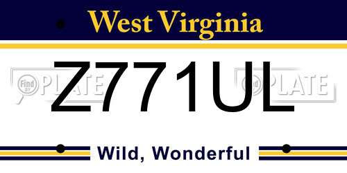 Z771UL West Virginia License Plate