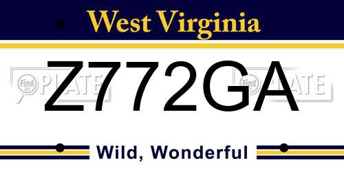 Z772GA West Virginia License Plate