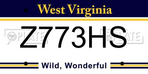 Z773HS West Virginia License Plate