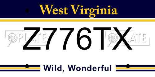 Z776TX West Virginia License Plate