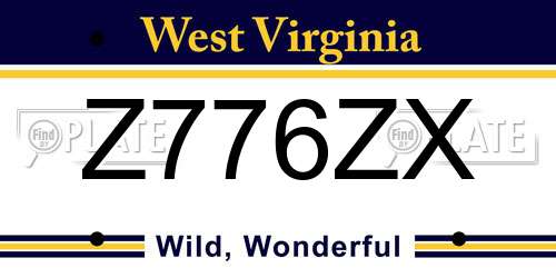 Z776ZX West Virginia License Plate