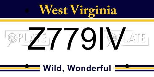 Z779IV West Virginia License Plate