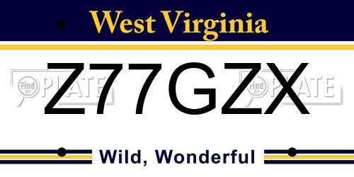 Z77GZX West Virginia License Plate