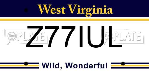 Z77IUL West Virginia License Plate