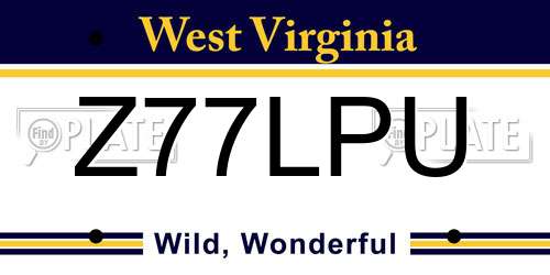 Z77LPU West Virginia License Plate