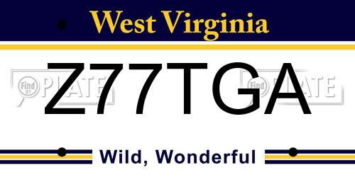 Z77TGA West Virginia License Plate