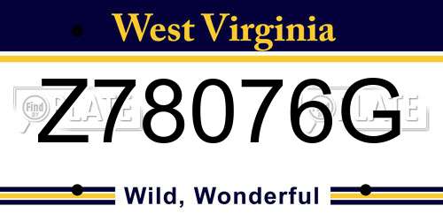 Z78076G West Virginia License Plate