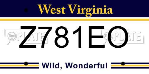 Z781EO West Virginia License Plate