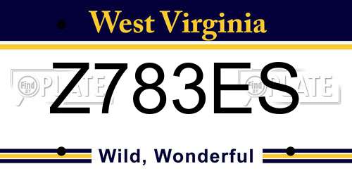 Z783ES West Virginia License Plate