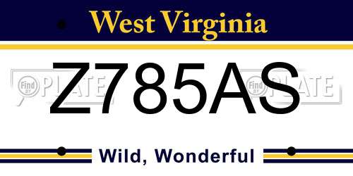 Z785AS West Virginia License Plate