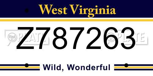 Z787263 West Virginia License Plate