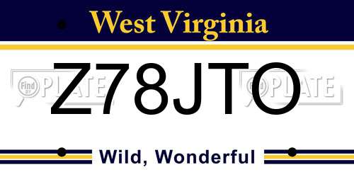 Z78JTO West Virginia License Plate