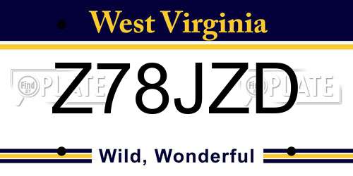 Z78JZD West Virginia License Plate