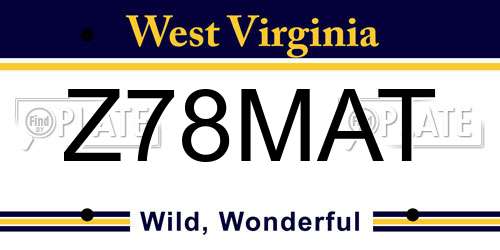 Z78MAT West Virginia License Plate