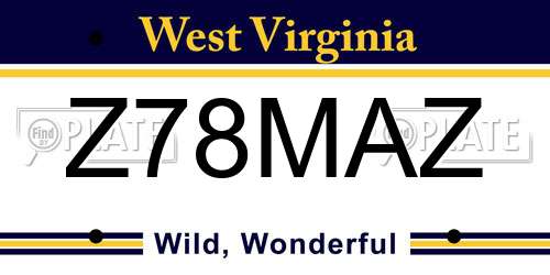 Z78MAZ West Virginia License Plate