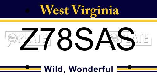 Z78SAS West Virginia License Plate
