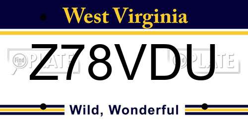 Z78VDU West Virginia License Plate