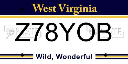 Z78YOB West Virginia License Plate