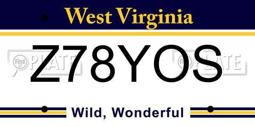 Z78YOS West Virginia License Plate