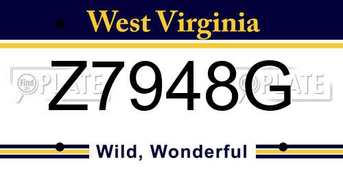 Z7948G West Virginia License Plate