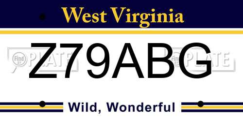 Z79ABG West Virginia License Plate