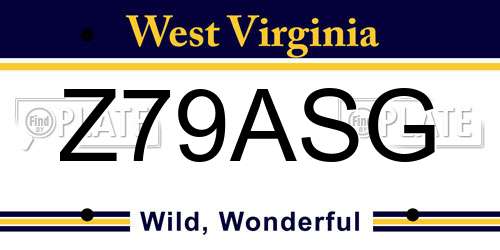 Z79ASG West Virginia License Plate