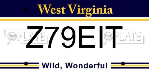 Z79EIT West Virginia License Plate