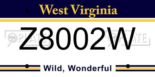 Z8002W West Virginia License Plate