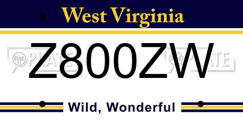 Z800ZW West Virginia License Plate