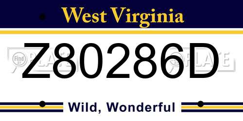 Z80286D West Virginia License Plate