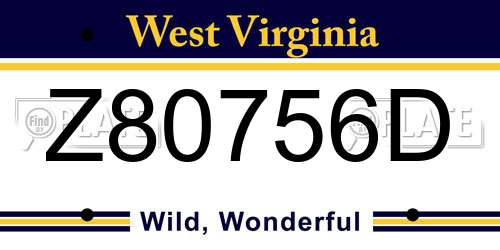 Z80756D West Virginia License Plate