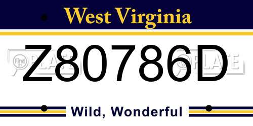 Z80786D West Virginia License Plate