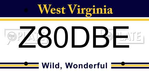 Z80DBE West Virginia License Plate
