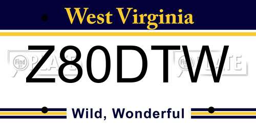 Z80DTW West Virginia License Plate