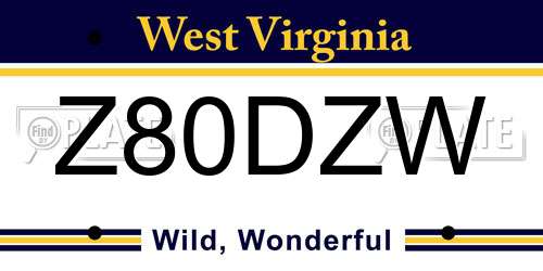 Z80DZW West Virginia License Plate